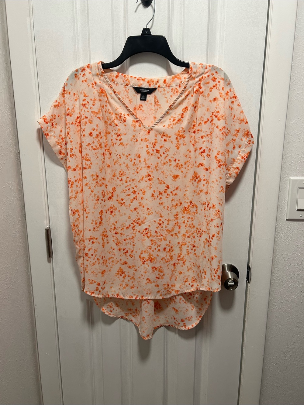 Simply Vera Vera Wang Cream Blouse with Orange Floral Print